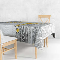 White Tropical Plumeria With Galaxy Polynesian Art Tablecloth LT14 - Polynesian Pride