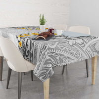 White Tropical Plumeria With Galaxy Polynesian Art Tablecloth LT14 - Polynesian Pride