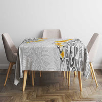 White Tropical Plumeria With Galaxy Polynesian Art Tablecloth LT14 - Polynesian Pride