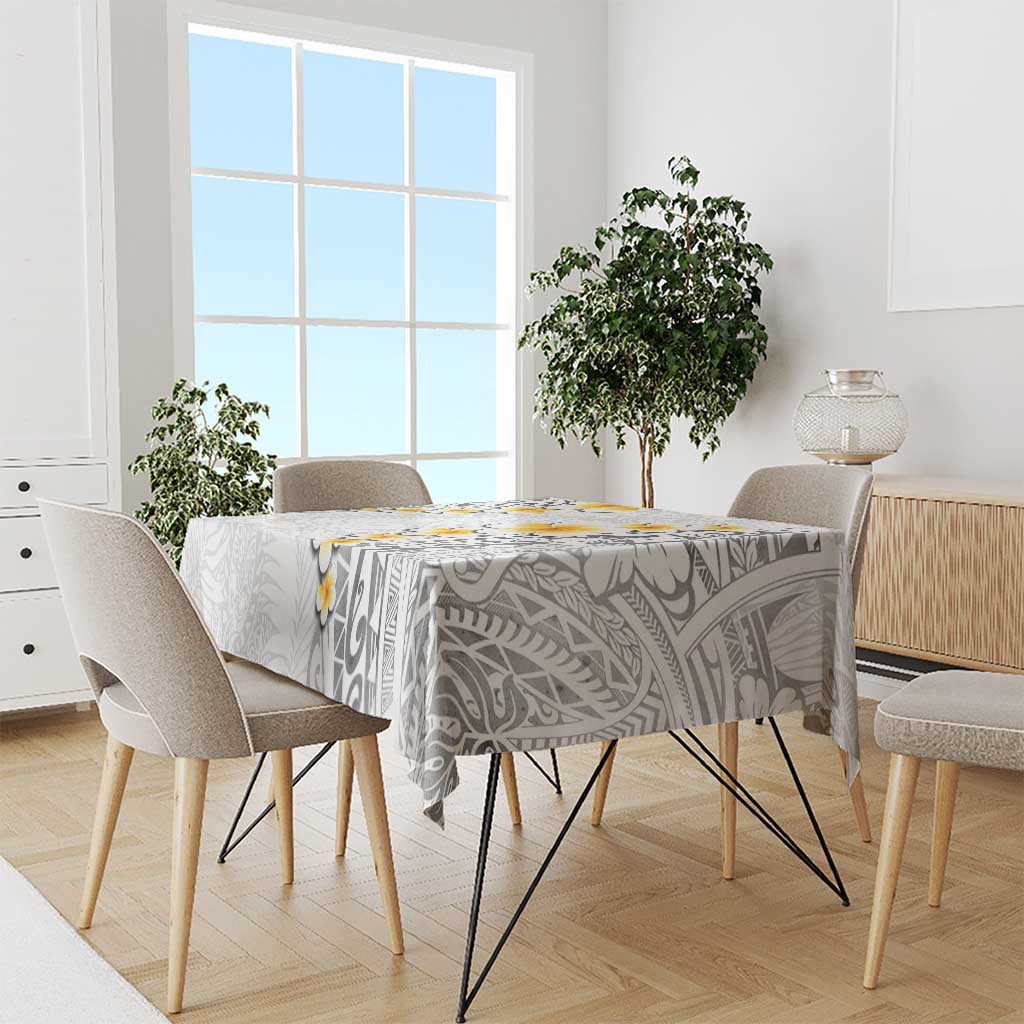 White Tropical Plumeria With Galaxy Polynesian Art Tablecloth LT14 - Polynesian Pride