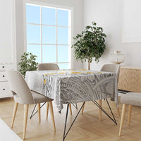 White Tropical Plumeria With Galaxy Polynesian Art Tablecloth LT14 - Polynesian Pride