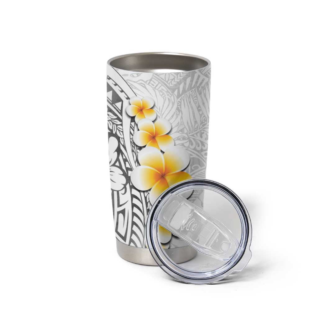 White Tropical Plumeria With Galaxy Polynesian Art Tumbler Cup LT14 - Polynesian Pride