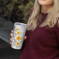 White Tropical Plumeria With Galaxy Polynesian Art Tumbler Cup LT14 - Polynesian Pride