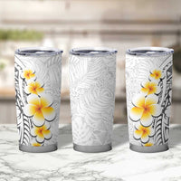 White Tropical Plumeria With Galaxy Polynesian Art Tumbler Cup LT14 - Polynesian Pride
