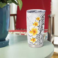 White Tropical Plumeria With Galaxy Polynesian Art Tumbler Cup LT14 - Polynesian Pride