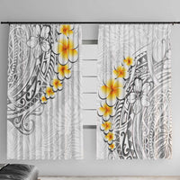 White Tropical Plumeria With Galaxy Polynesian Art Window Curtain LT14 With Hooks White - Polynesian Pride