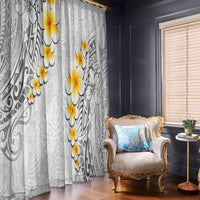 White Tropical Plumeria With Galaxy Polynesian Art Window Curtain LT14 - Polynesian Pride