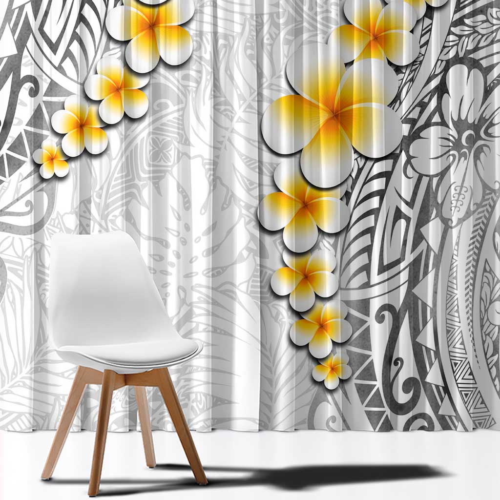 White Tropical Plumeria With Galaxy Polynesian Art Window Curtain LT14 - Polynesian Pride