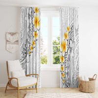 White Tropical Plumeria With Galaxy Polynesian Art Window Curtain LT14 - Polynesian Pride
