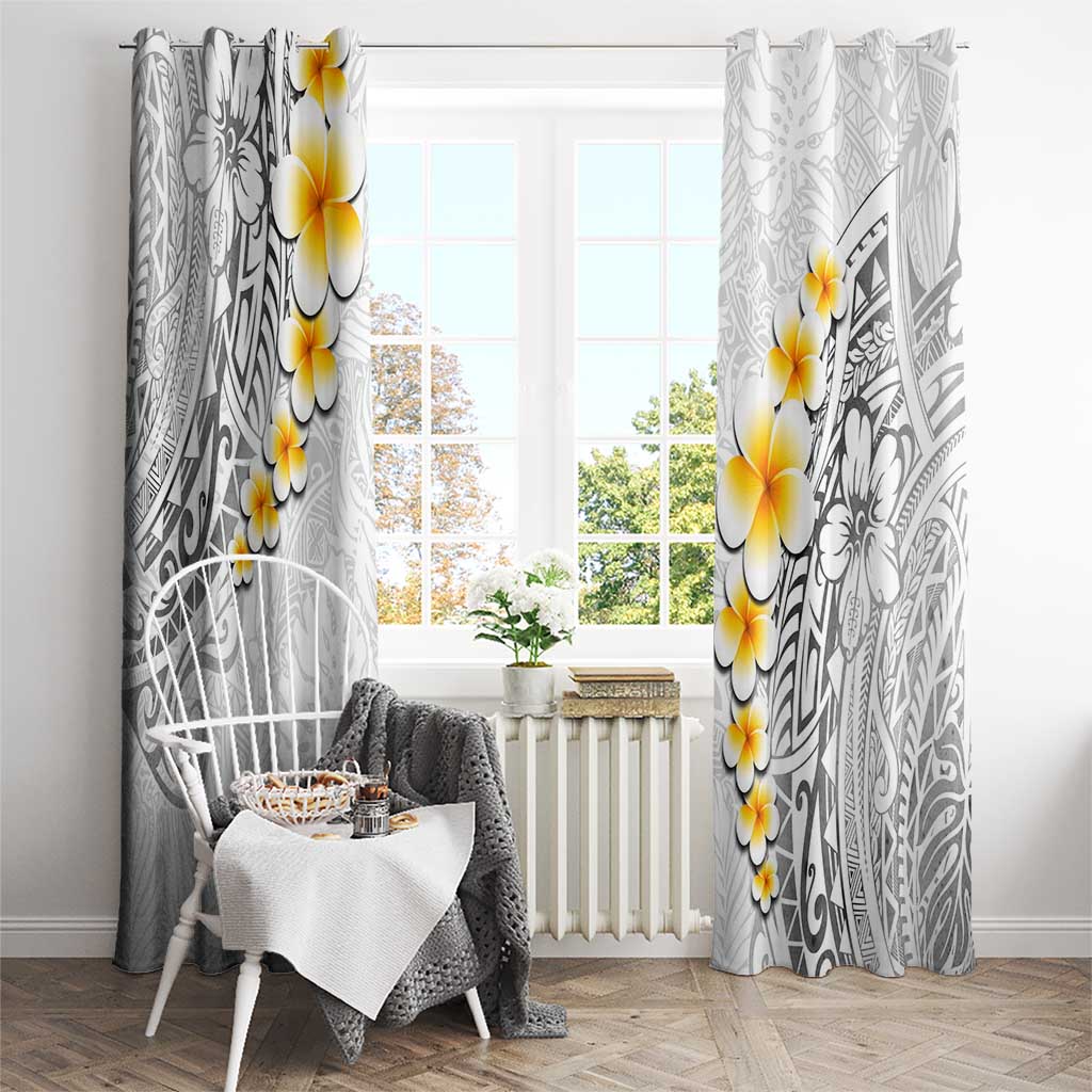 White Tropical Plumeria With Galaxy Polynesian Art Window Curtain LT14 - Polynesian Pride