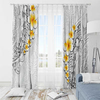 White Tropical Plumeria With Galaxy Polynesian Art Window Curtain LT14 - Polynesian Pride