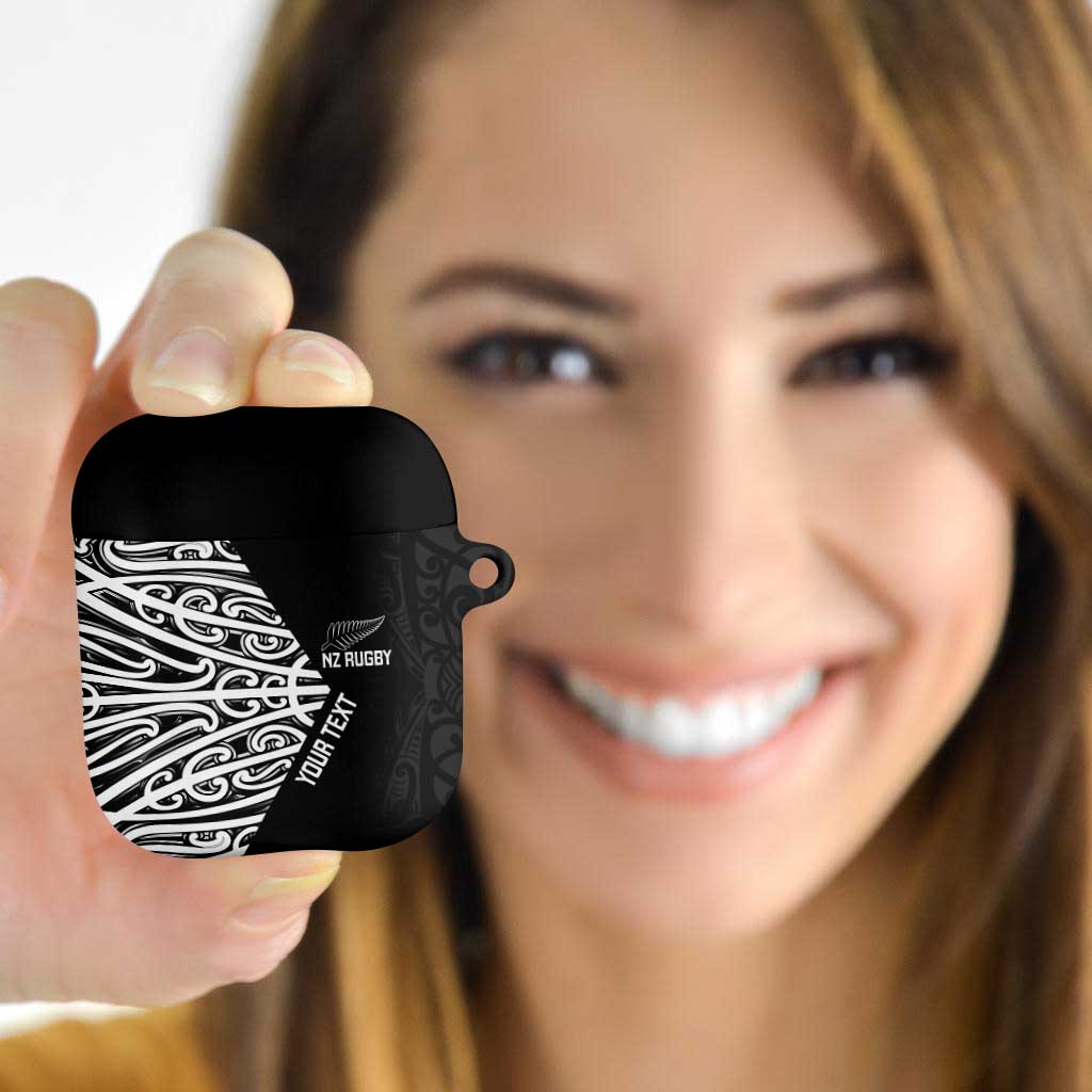 New Zealand Silver Fern Rugby Custom AirPods Case Maori Koru Go Black Fern LT14 Black - Polynesian Pride