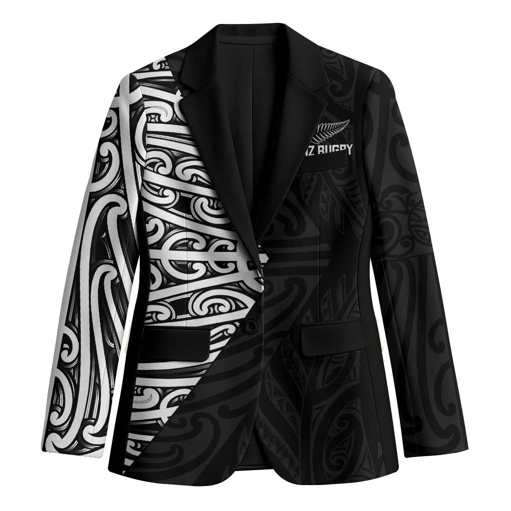 New Zealand Silver Fern Rugby Custom Blazer Maori Koru Go Black Fern LT14 Unisex Black - Polynesian Pride