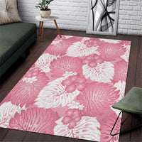 Pink Aloha Hawaii Area Rug Monstera Hibiscus Plumeria Seamless Vibes LT14 Pink - Polynesian Pride