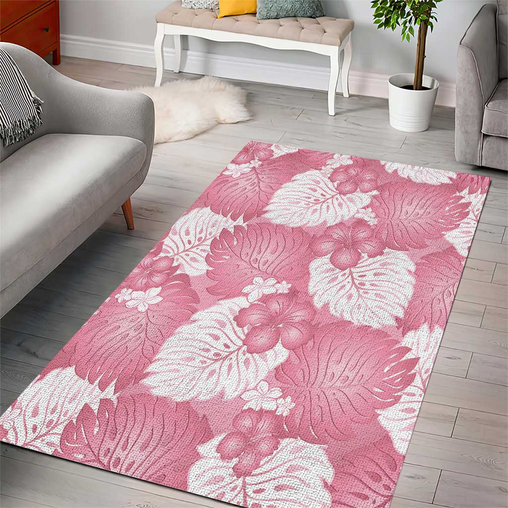 Pink Aloha Hawaii Area Rug Monstera Hibiscus Plumeria Seamless Vibes LT14 - Polynesian Pride
