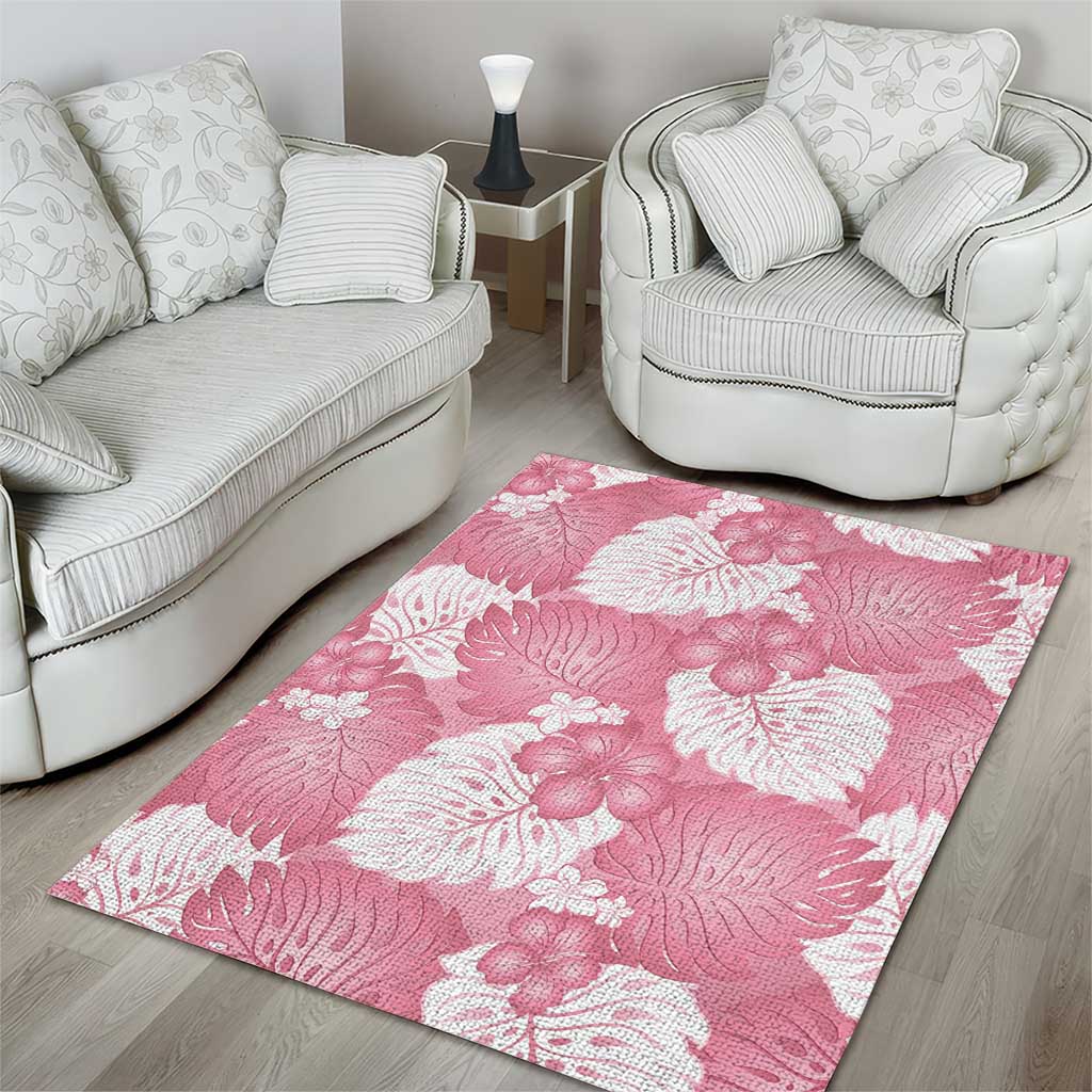 Pink Aloha Hawaii Area Rug Monstera Hibiscus Plumeria Seamless Vibes LT14 - Polynesian Pride