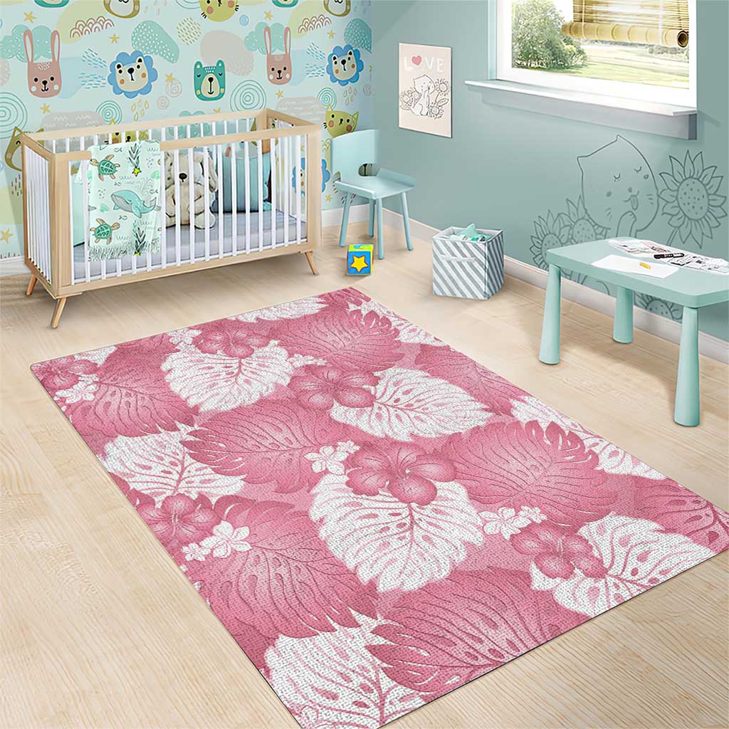 Pink Aloha Hawaii Area Rug Monstera Hibiscus Plumeria Seamless Vibes LT14 - Polynesian Pride