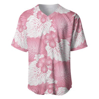 Pink Aloha Hawaii Baseball Jersey Monstera Hibiscus Plumeria Seamless Vibes LT14 Pink - Polynesian Pride