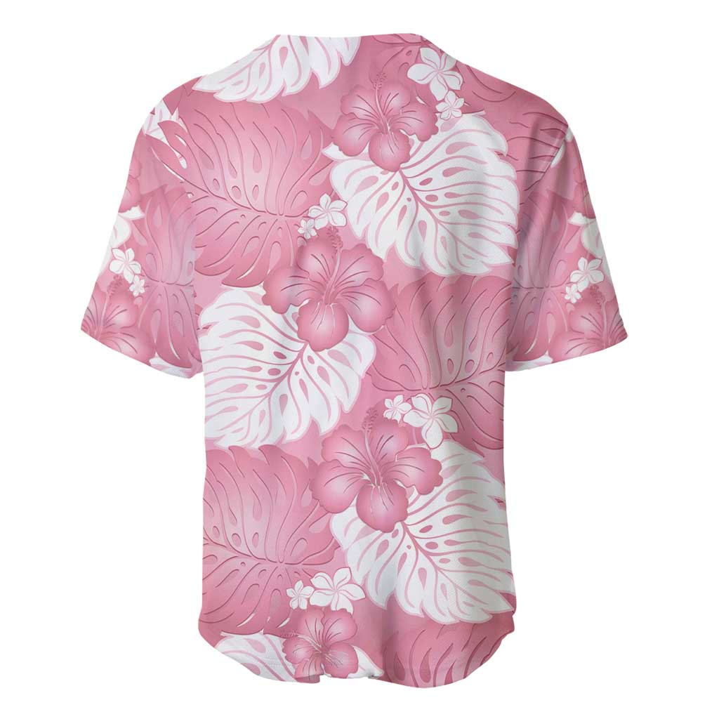 Pink Aloha Hawaii Baseball Jersey Monstera Hibiscus Plumeria Seamless Vibes LT14 - Polynesian Pride