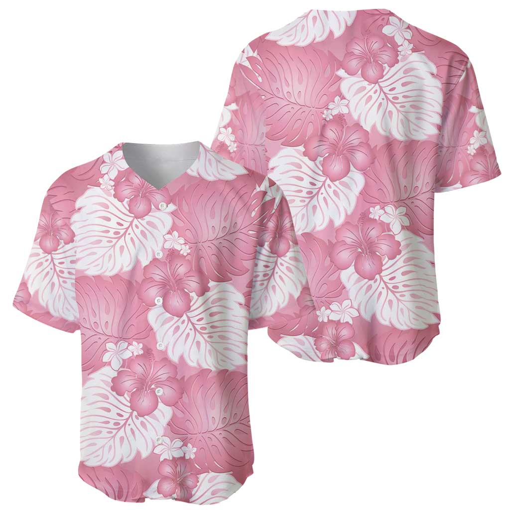 Pink Aloha Hawaii Baseball Jersey Monstera Hibiscus Plumeria Seamless Vibes LT14 - Polynesian Pride