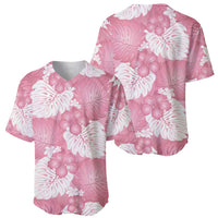 Pink Aloha Hawaii Baseball Jersey Monstera Hibiscus Plumeria Seamless Vibes LT14 - Polynesian Pride