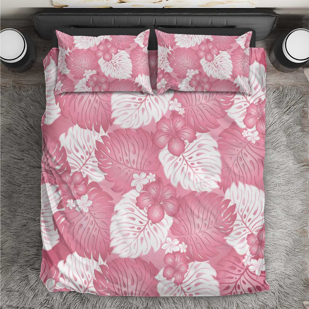 Pink Aloha Hawaii Bedding Set Monstera Hibiscus Plumeria Seamless Vibes LT14 Pink - Polynesian Pride