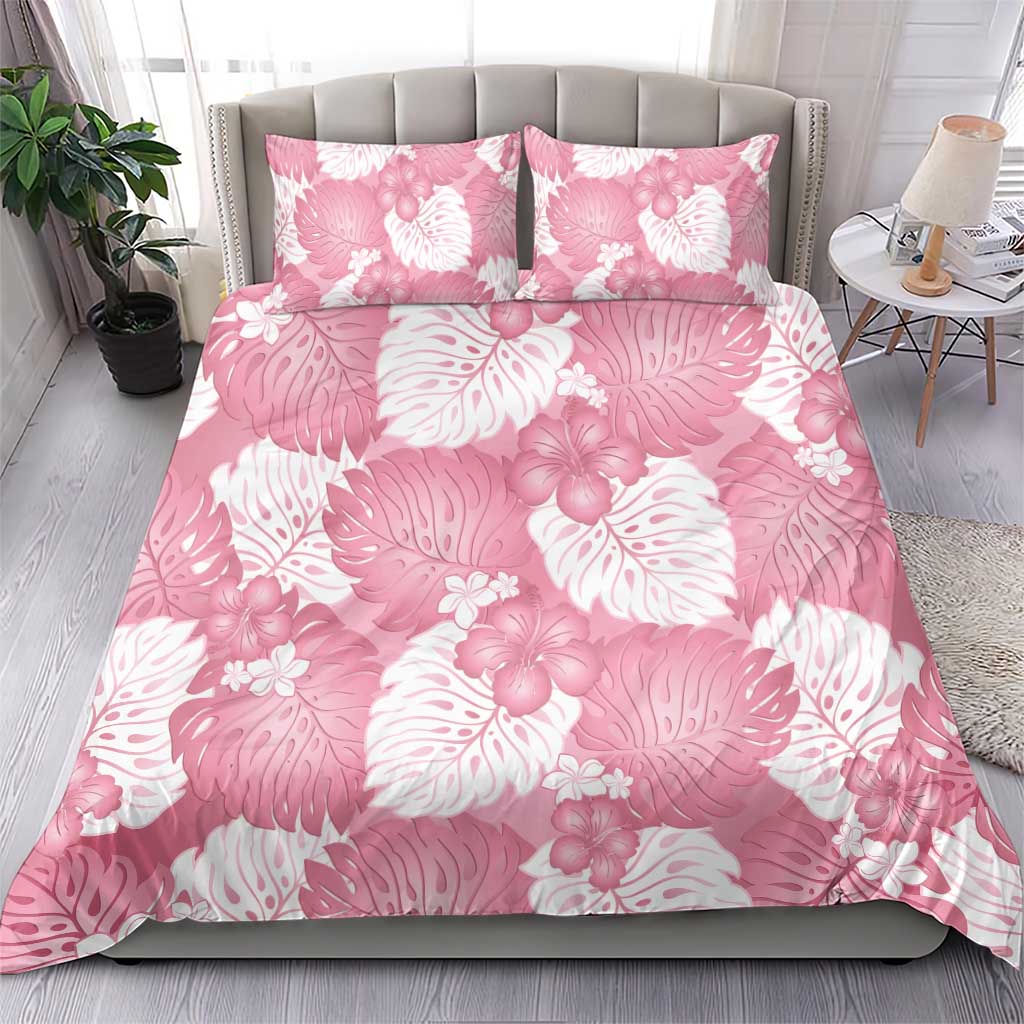 Pink Aloha Hawaii Bedding Set Monstera Hibiscus Plumeria Seamless Vibes LT14 - Polynesian Pride