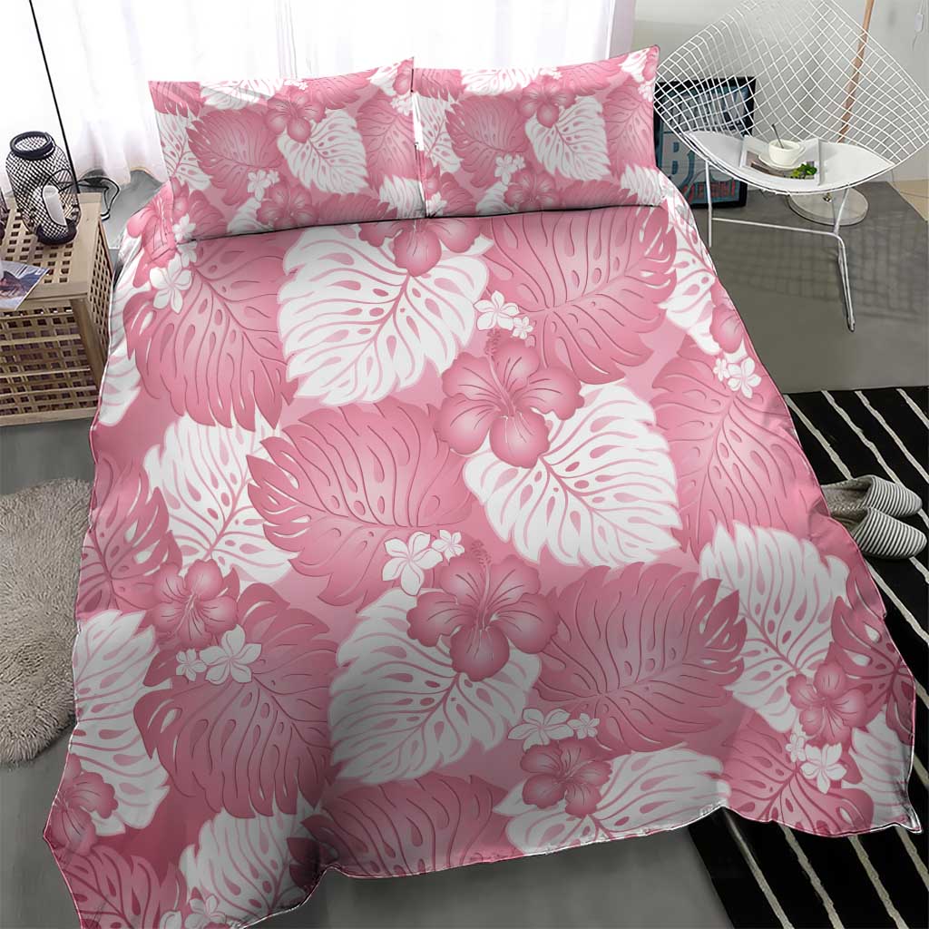 Pink Aloha Hawaii Bedding Set Monstera Hibiscus Plumeria Seamless Vibes LT14 - Polynesian Pride