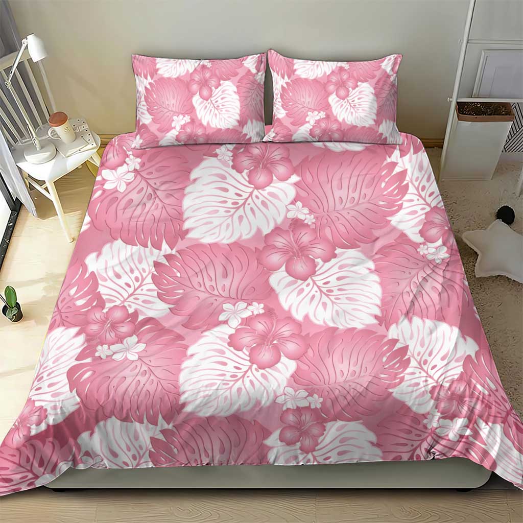 Pink Aloha Hawaii Bedding Set Monstera Hibiscus Plumeria Seamless Vibes LT14 - Polynesian Pride