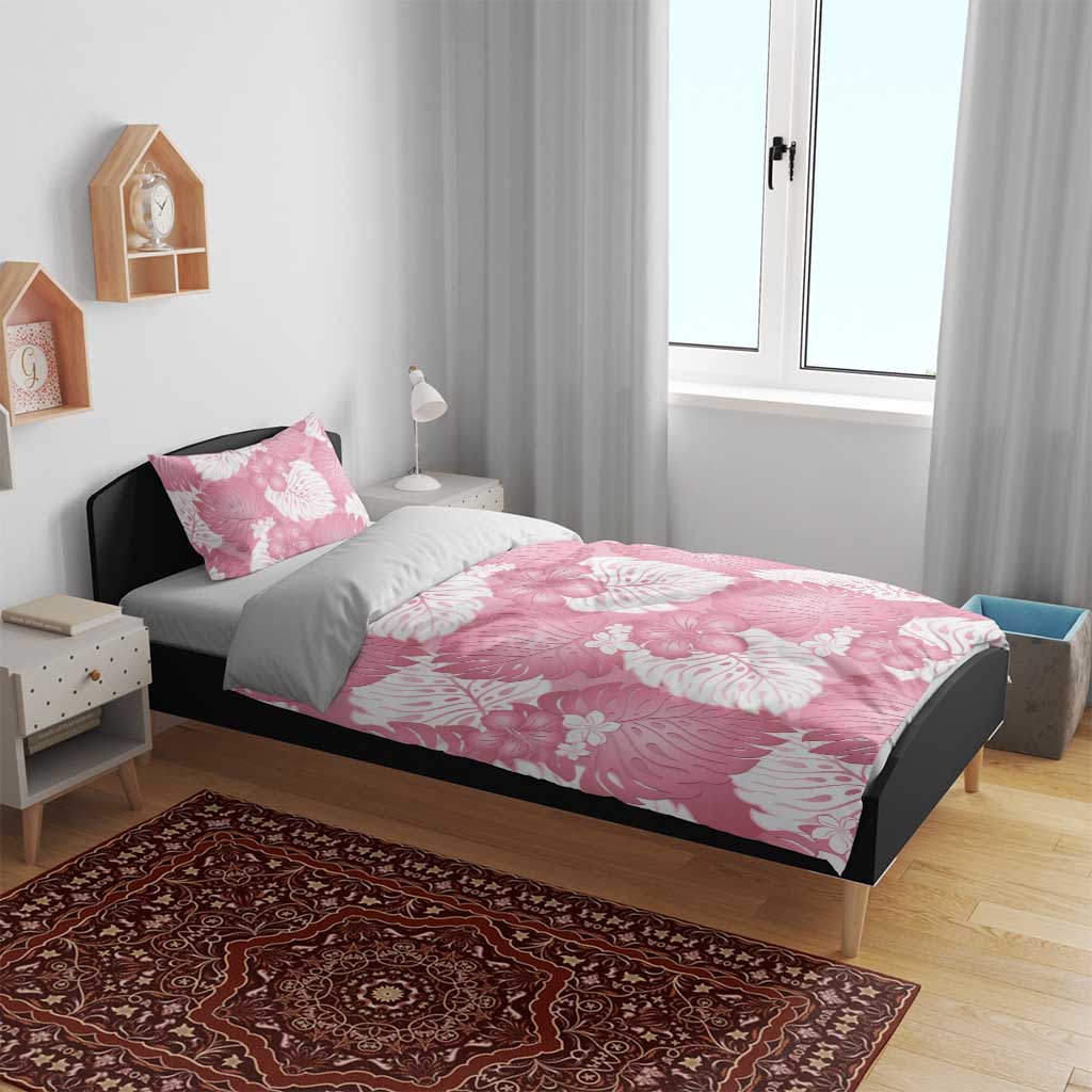 Pink Aloha Hawaii Bedding Set Monstera Hibiscus Plumeria Seamless Vibes LT14 - Polynesian Pride