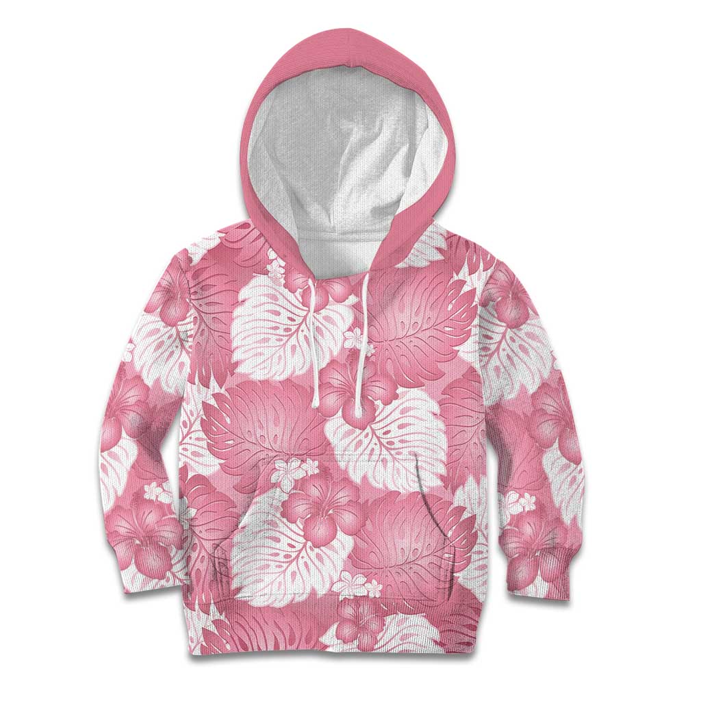 Pink Aloha Hawaii Kid Hoodie Monstera Hibiscus Plumeria Seamless Vibes LT14 Hoodie Pink - Polynesian Pride