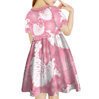 Pink Aloha Hawaii Kid Short Sleeve Dress Monstera Hibiscus Plumeria Seamless Vibes LT14 - Polynesian Pride