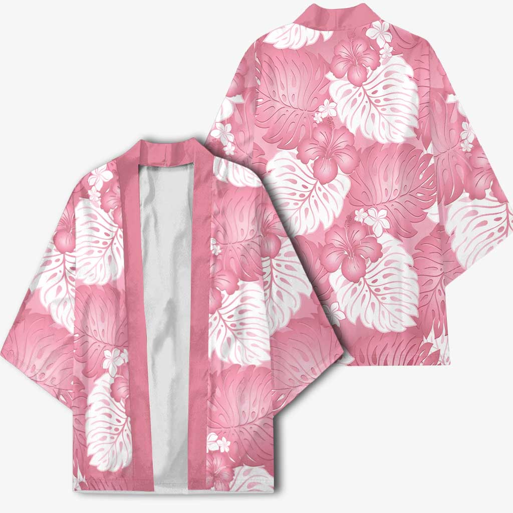 Pink Aloha Hawaii Kimono Monstera Hibiscus Plumeria Seamless Vibes LT14 - Polynesian Pride