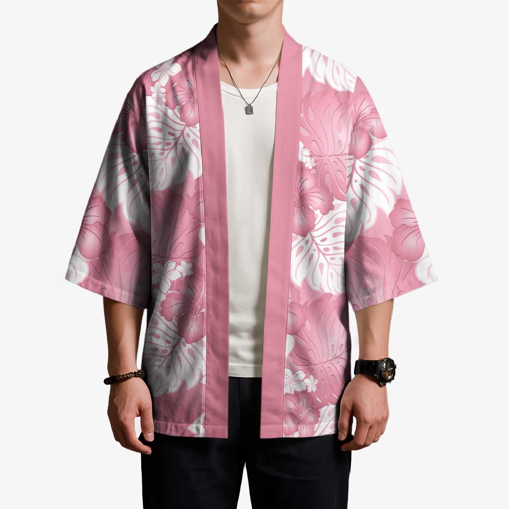 Pink Aloha Hawaii Kimono Monstera Hibiscus Plumeria Seamless Vibes LT14 - Polynesian Pride