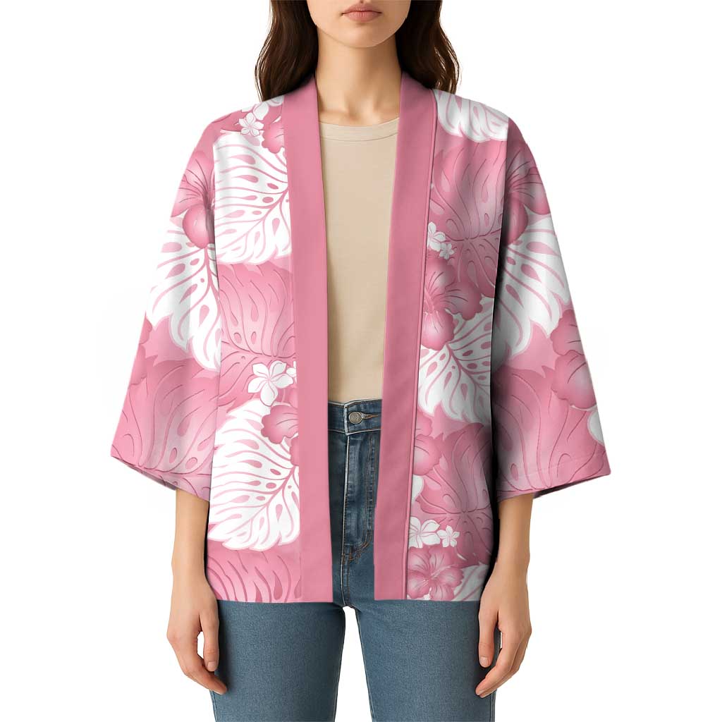Pink Aloha Hawaii Kimono Monstera Hibiscus Plumeria Seamless Vibes LT14 - Polynesian Pride