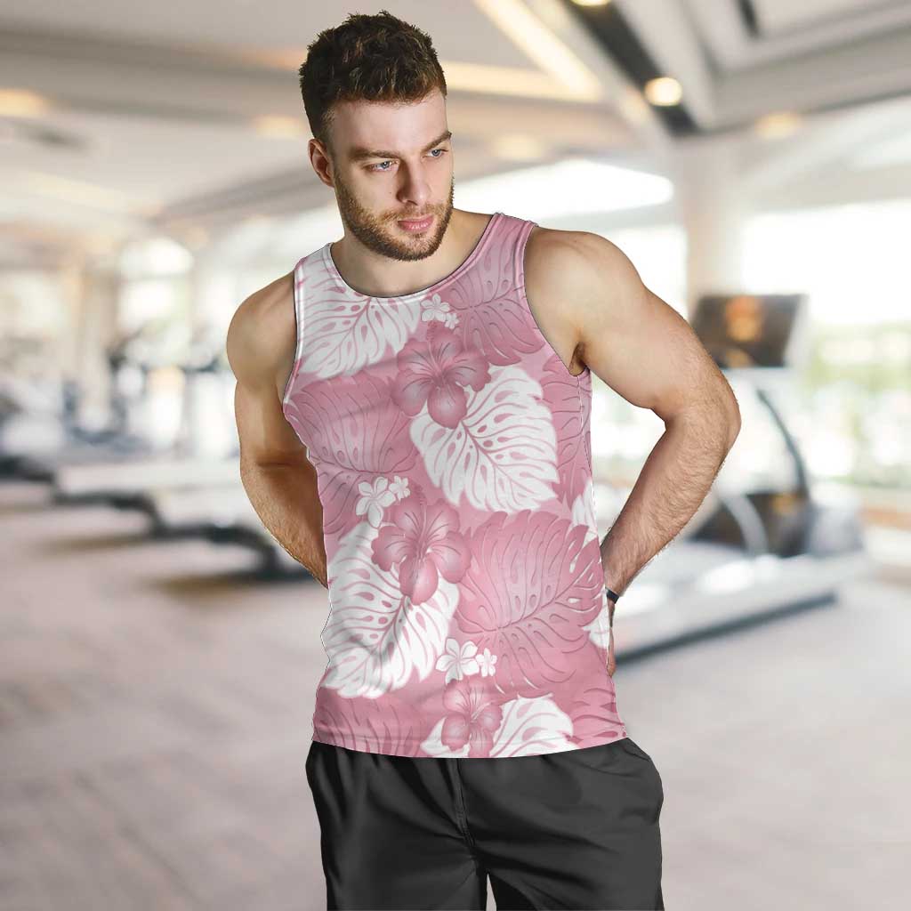 Pink Aloha Hawaii Men Tank Top Monstera Hibiscus Plumeria Seamless Vibes LT14 Pink - Polynesian Pride