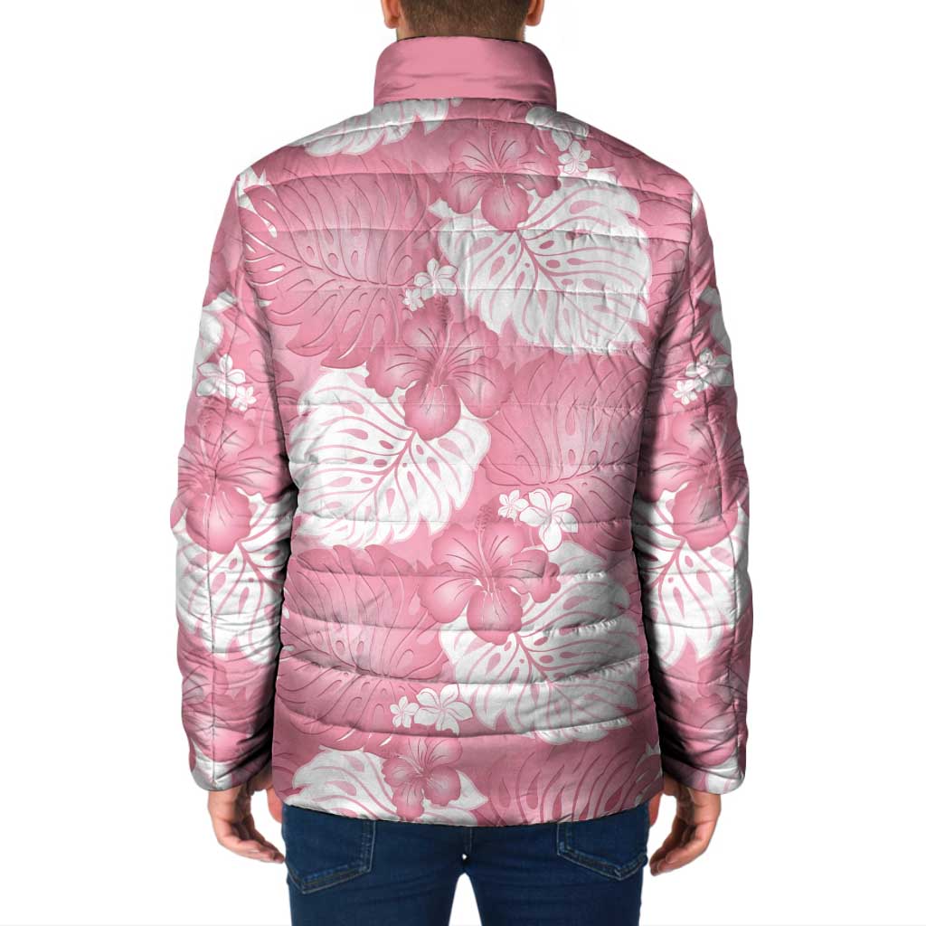 Pink Aloha Hawaii Padded Jacket Monstera Hibiscus Plumeria Seamless Vibes LT14 - Polynesian Pride