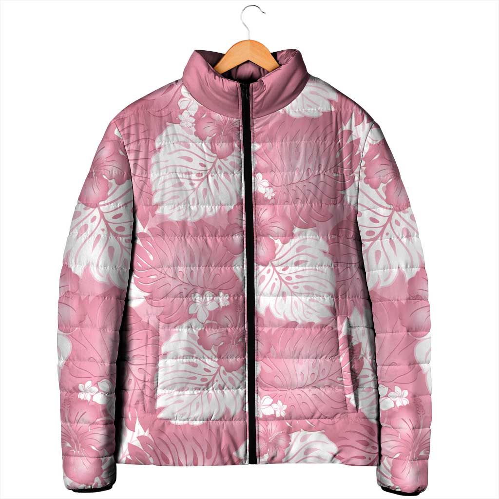 Pink Aloha Hawaii Padded Jacket Monstera Hibiscus Plumeria Seamless Vibes LT14 - Polynesian Pride