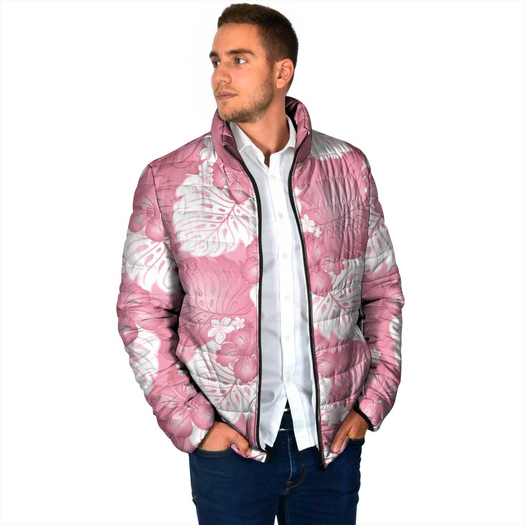 Pink Aloha Hawaii Padded Jacket Monstera Hibiscus Plumeria Seamless Vibes LT14 - Polynesian Pride