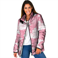 Pink Aloha Hawaii Padded Jacket Monstera Hibiscus Plumeria Seamless Vibes LT14 Women Pink - Polynesian Pride