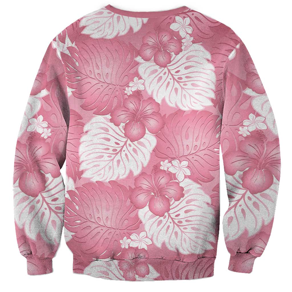 Pink Aloha Hawaii Sweatshirt Monstera Hibiscus Plumeria Seamless Vibes LT14 - Polynesian Pride