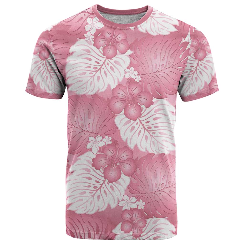 Pink Aloha Hawaii T Shirt Monstera Hibiscus Plumeria Seamless Vibes LT14 Pink - Polynesian Pride