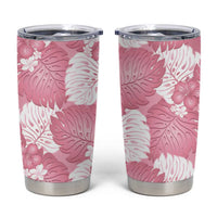 Pink Aloha Hawaii Tumbler Cup Monstera Hibiscus Plumeria Seamless Vibes LT14 Pink - Polynesian Pride
