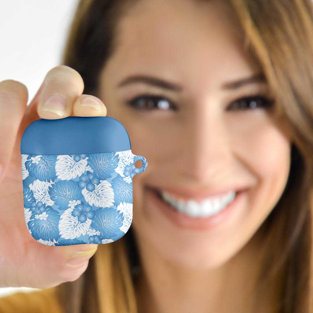 Blue Aloha Hawaii AirPods Case Monstera Hibiscus Plumeria Seamless Vibes LT14 Blue - Polynesian Pride