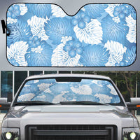 Blue Aloha Hawaii Auto Sun Shade Monstera Hibiscus Plumeria Seamless Vibes LT14 Blue - Polynesian Pride