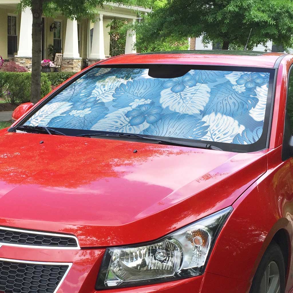 Blue Aloha Hawaii Auto Sun Shade Monstera Hibiscus Plumeria Seamless Vibes LT14 - Polynesian Pride