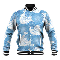 Blue Aloha Hawaii Baseball Jacket Monstera Hibiscus Plumeria Seamless Vibes LT14 Unisex Blue - Polynesian Pride