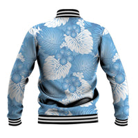 Blue Aloha Hawaii Baseball Jacket Monstera Hibiscus Plumeria Seamless Vibes LT14 - Polynesian Pride