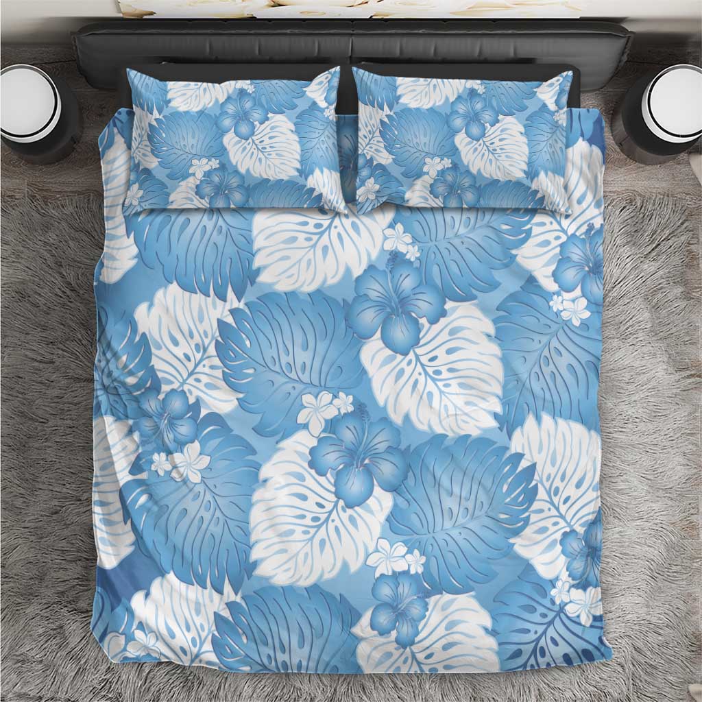 Blue Aloha Hawaii Bedding Set Monstera Hibiscus Plumeria Seamless Vibes LT14 Blue - Polynesian Pride