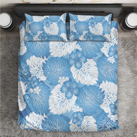 Blue Aloha Hawaii Bedding Set Monstera Hibiscus Plumeria Seamless Vibes LT14 Blue - Polynesian Pride